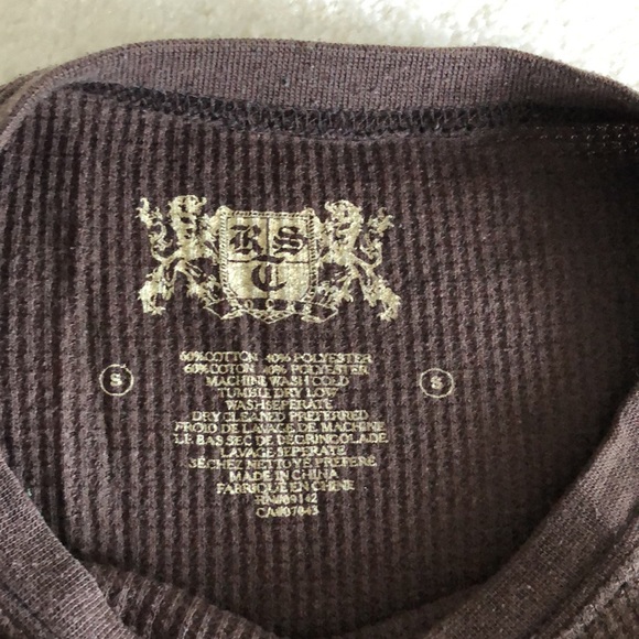 Chocolate brown long sleeve waffle knit - Picture 3 of 11